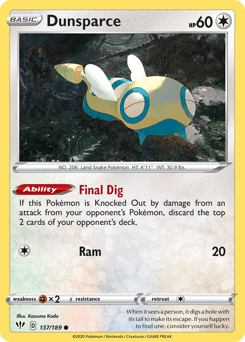 Dunsparce Darkness Ablaze #137